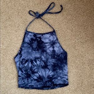 Tie Dye Blue Halter Crop Top